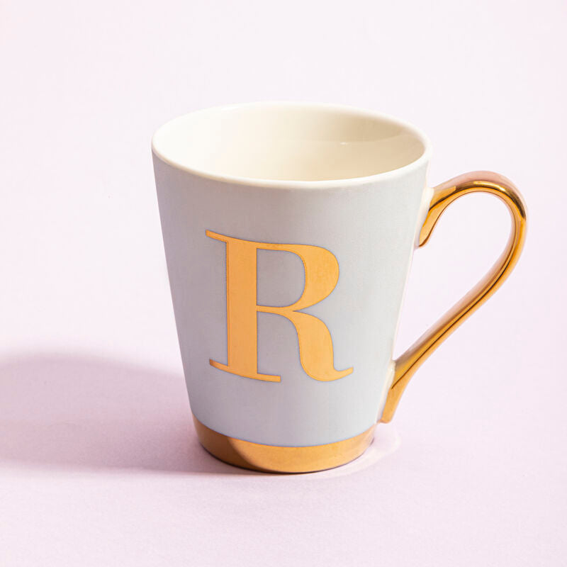 Mimo Green Frosted Deco R Letter Monogram Mug.
