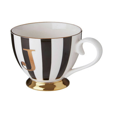 Black and White Monogram Mug J | Duchess