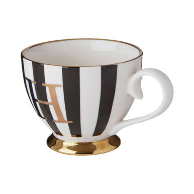 Black and White Monogram Mug H | Duchess