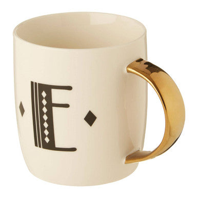 White Monogram Mug E | Diamond Deco