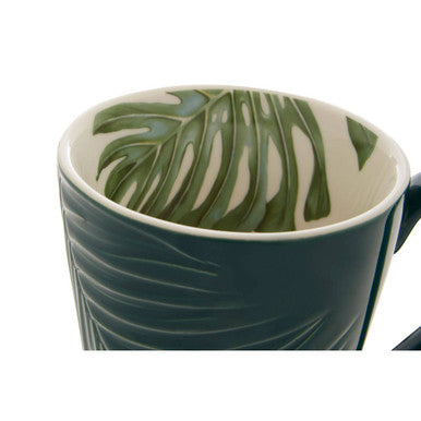Dark Green Leaf Design Mug | Bali