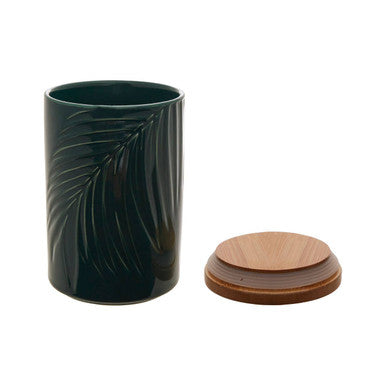 Dark Green Medium Storage Jar with Bamboo Lid | Bali