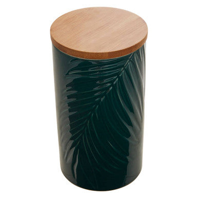 Dark Green Large Storage Jar with Bamboo Lid | Bali