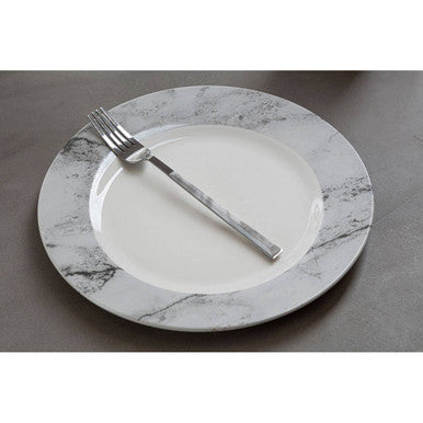 16 Piece White and Grey Marble Effect Dinner Set | Avie