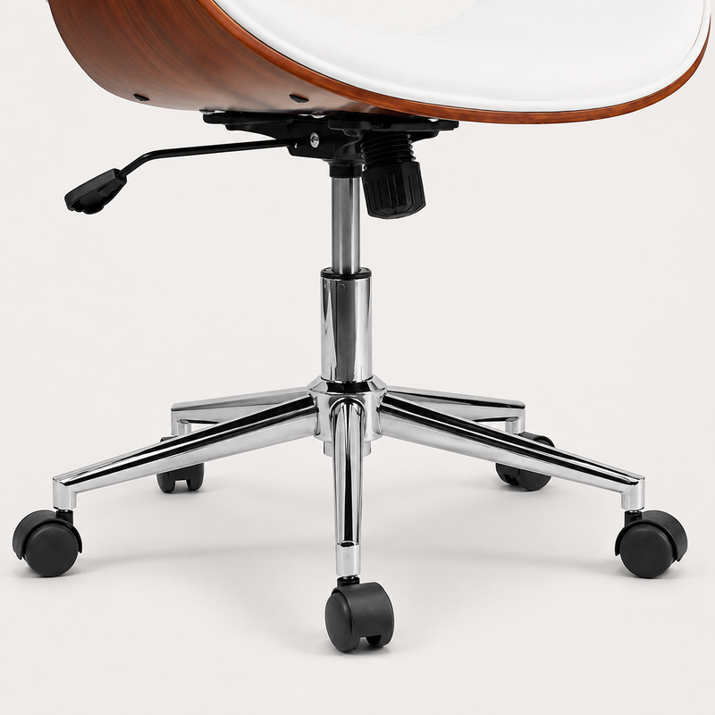 Otis Walnut White Swivel Office Chair