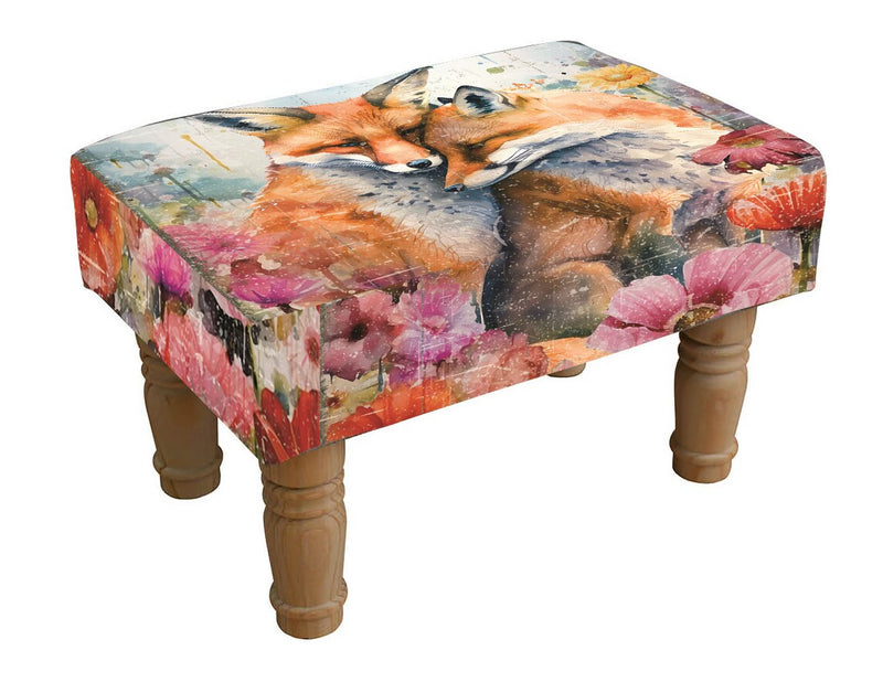 Minster Stylish Living Fox Floral Print Upholstered Ottoman Foot Stool