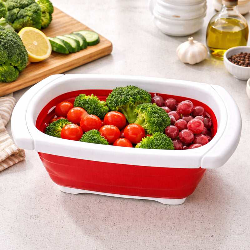 Red Over Sink Collapsible Colander | Zing