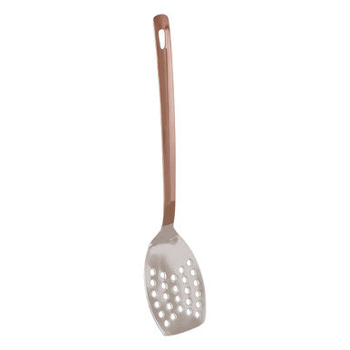 Stainless Steel Slotted Turner with Copper Finish Handle | Freya