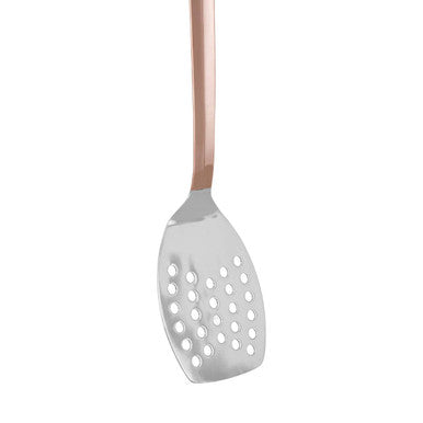 Stainless Steel Slotted Turner with Copper Finish Handle | Freya