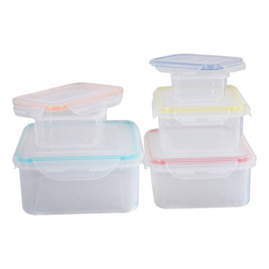 5 Piece Rectangular Food Containers with Airtight Lids | Herrela