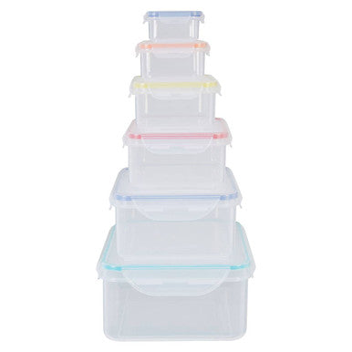 6 Piece Rectangular Food Containers with Airtight Lids | Herrela
