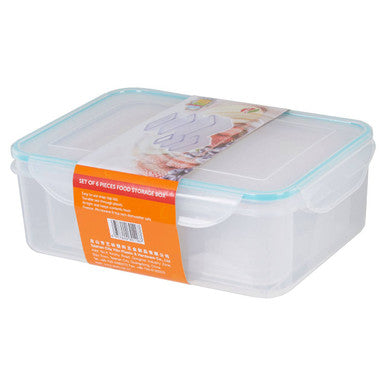 6 Piece Rectangular Food Containers with Airtight Lids | Herrela