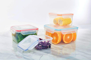4 Piece Square Food Containers with Airtight Lids | Herrela