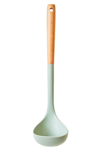 Sage Green Silicone Head Ladle with Round Wood Handle | Nova