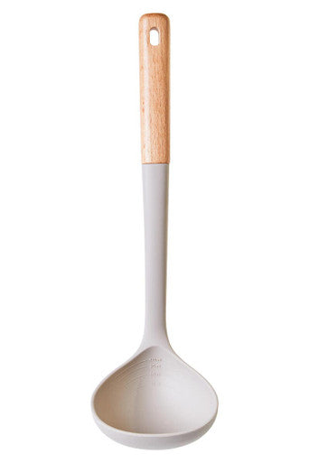 Stone Grey Silicone Head Ladle with Wood Handle | Nova
