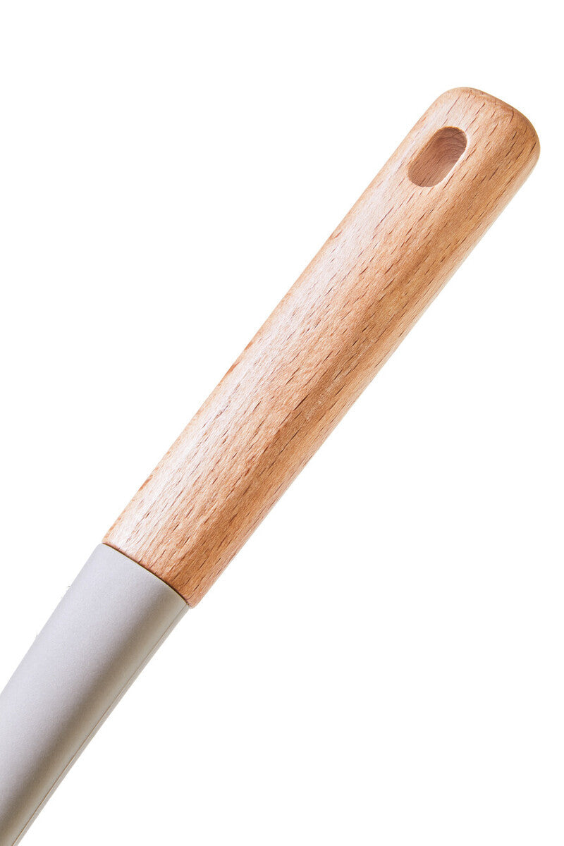 Stone Grey Silicone Head Ladle with Wood Handle | Nova
