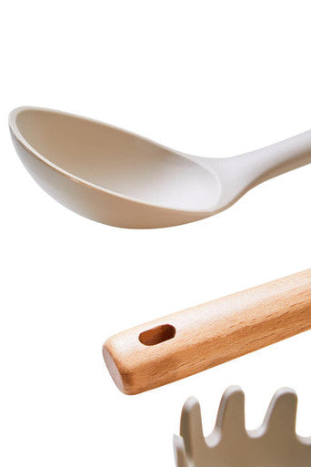 3 Piece Kitchen Tool Set with Stone Grey Silicone Heads | Nova