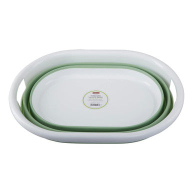 Oval Collapsible Laundry Basket in Green and White | Averill