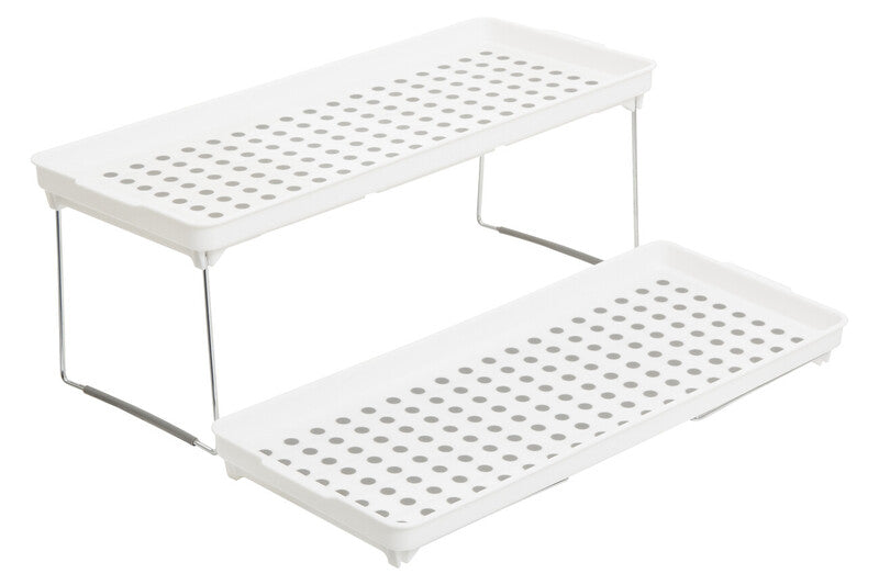 Set of 2 White and Grey Foldable Cabinet Racks | Romm