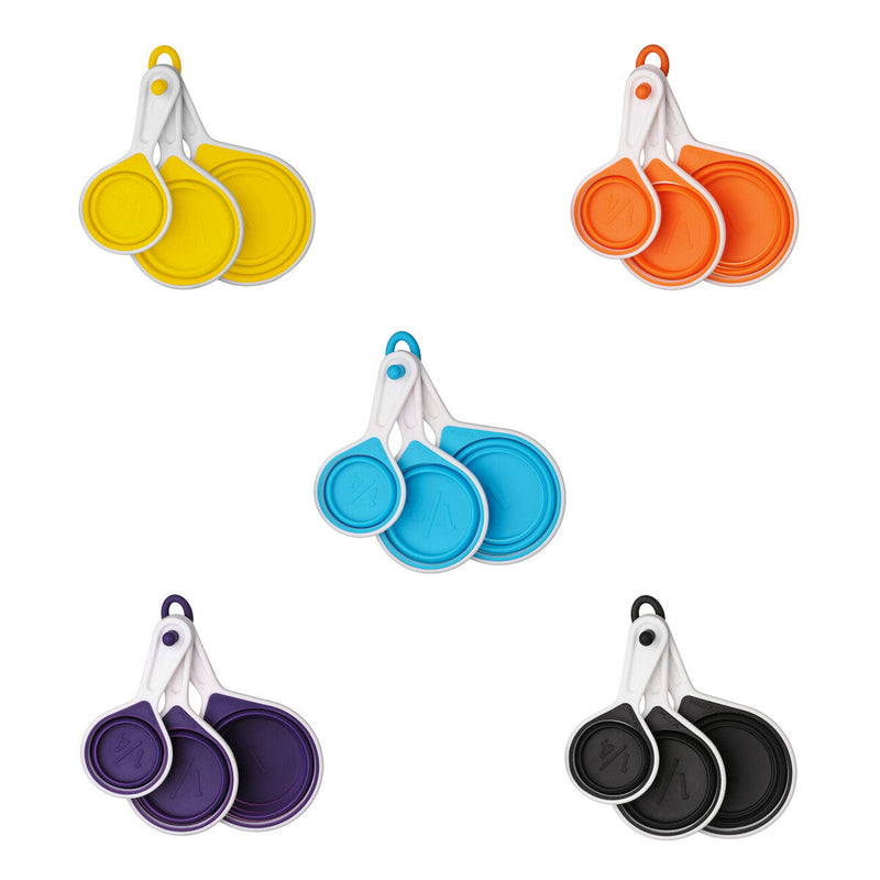 Set Of 4 Collapsible Black Silicone Measuring Cups | Zing