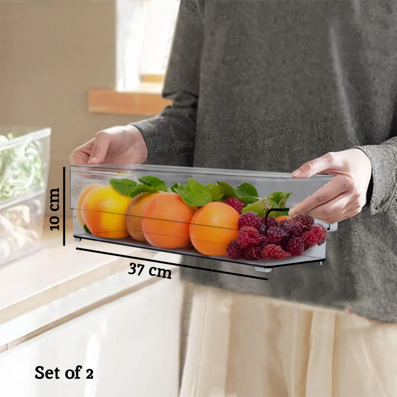 Set of Two Small Stackable Fridge Storage Trays | Romm