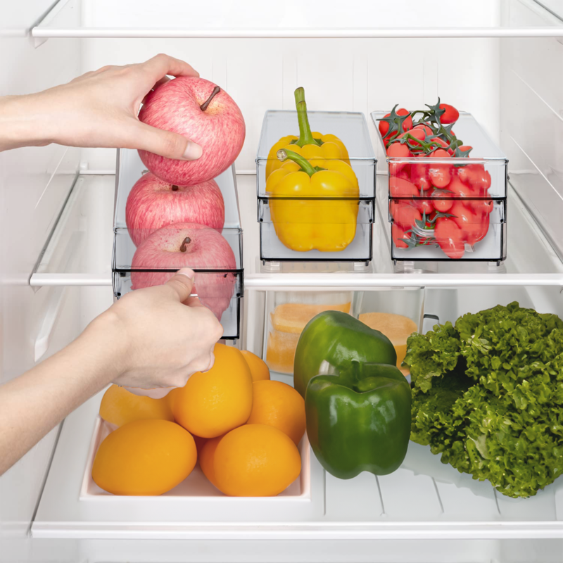 Set of Two Small Stackable Fridge Storage Trays | Romm