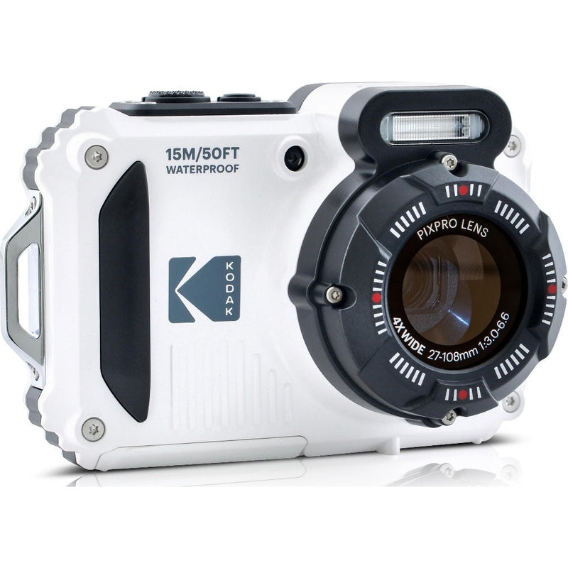 Kodak PIXPRO WPZ2 16MP 4x Zoom Tough Compact Camera - White - Camera Only