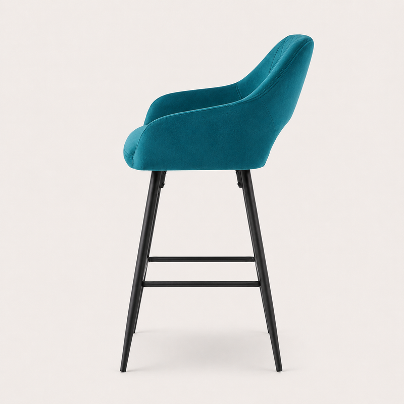 Sony Set of 2 Velvet Dark Teal Bar Stools