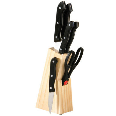 6 Piece Knife and Scissor Set in Wooden Block | Maxime