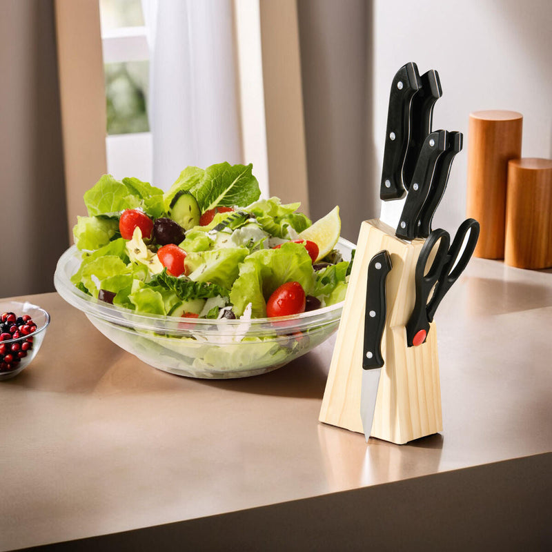 6 Piece Knife and Scissor Set in Wooden Block | Maxime