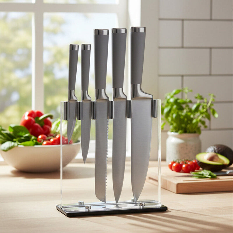 5 Piece Knife Set with Acrylic Block | Corsico