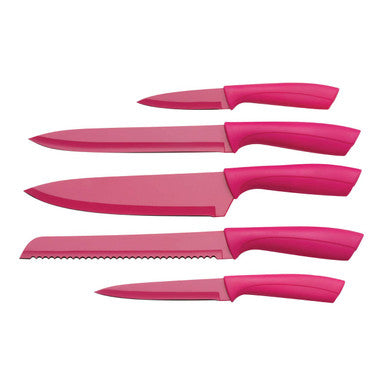 5 Piece Hot Pink Knife Block Set | Living Colour