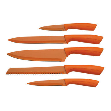 5 Piece Orange Knife Block Set | Living Colour