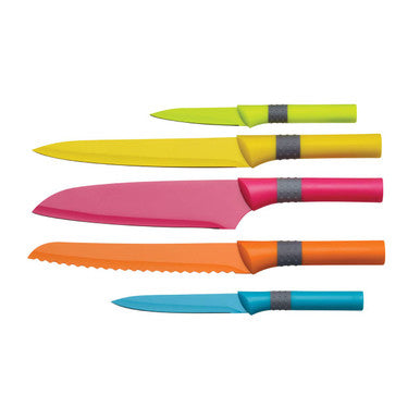 5 Piece Knife Set with Rubber Handle | Living Colour