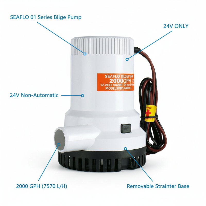 SEAFLO SFBP2-G2000-01 24V 2000GPH Non-Automatic Bilge Pump