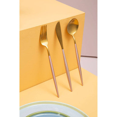 16 Piece Pink and Gold Finish Cutlery Set | Avie