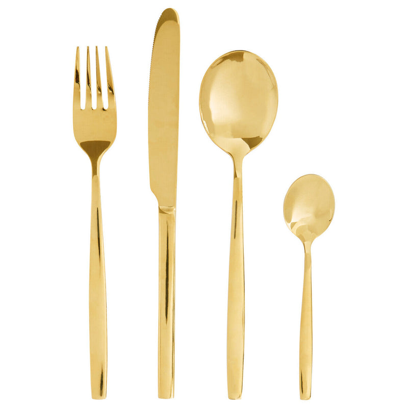 16 Piece Gold Finish Stainless Steel Cutlery Set | Avie