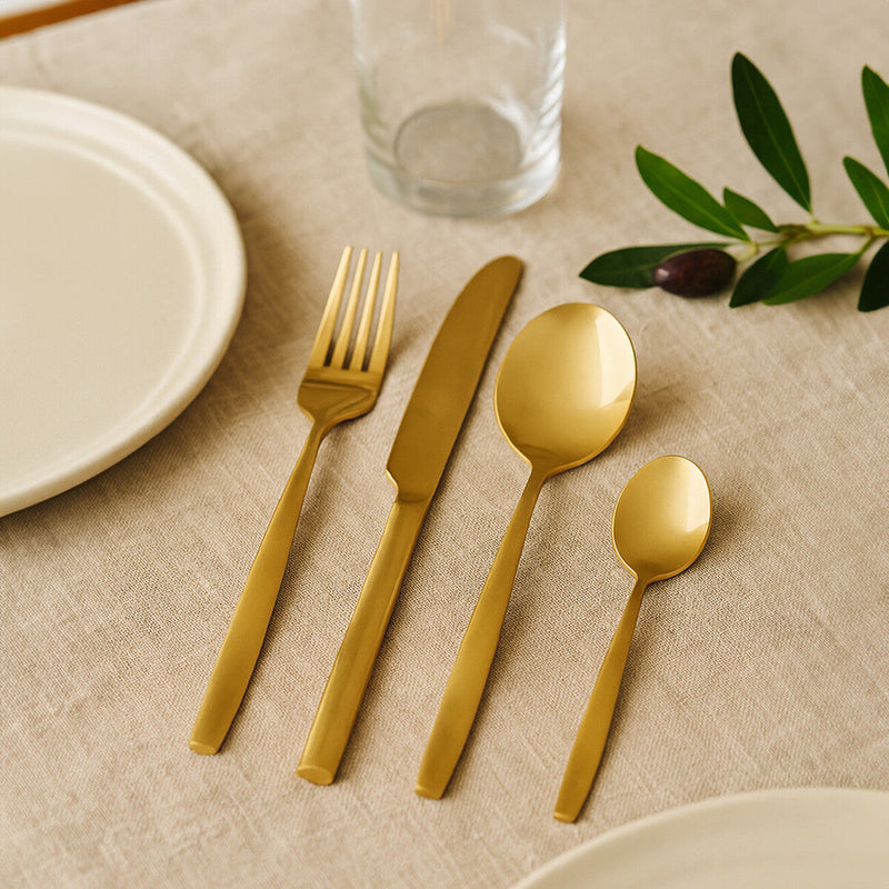 16 Piece Gold Finish Stainless Steel Cutlery Set | Avie