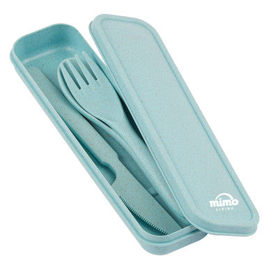 3 Piece Mint Wheat Straw Travel Cutlery Set | Mimo