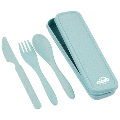 3 Piece Mint Wheat Straw Travel Cutlery Set | Mimo