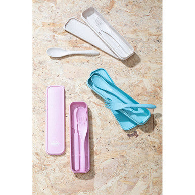 3 Piece Mint Wheat Straw Travel Cutlery Set | Mimo
