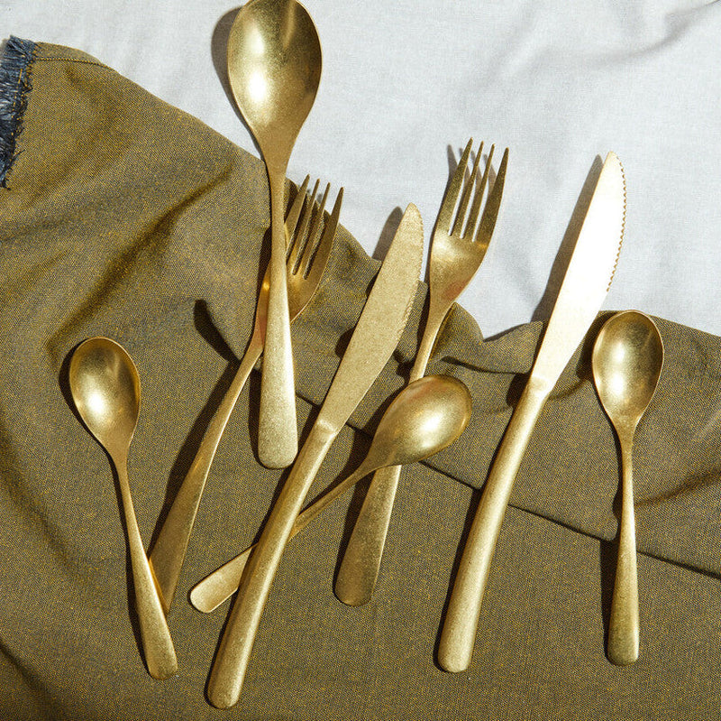 16 Piece Antique Gold Finish Cutlery Set | Avie
