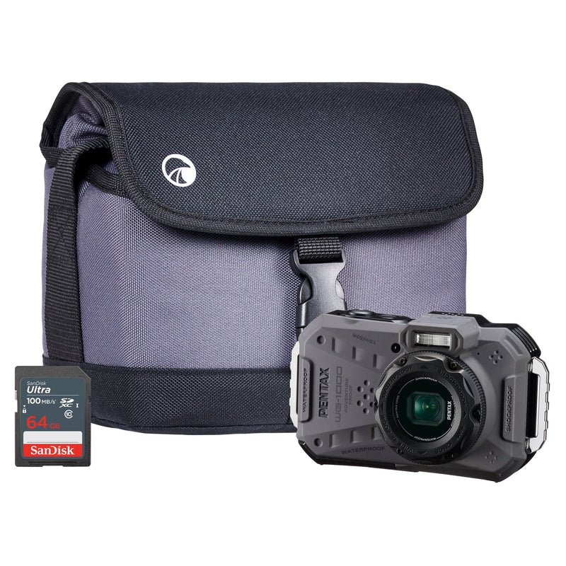 Pentax WG-1000 16MP 4x Zoom Tough Compact Camera - Grey