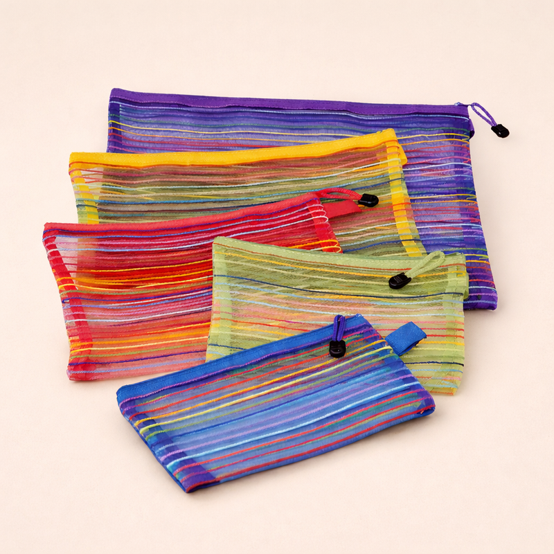 Mesh Zip Up Travel Bags Set of 5
