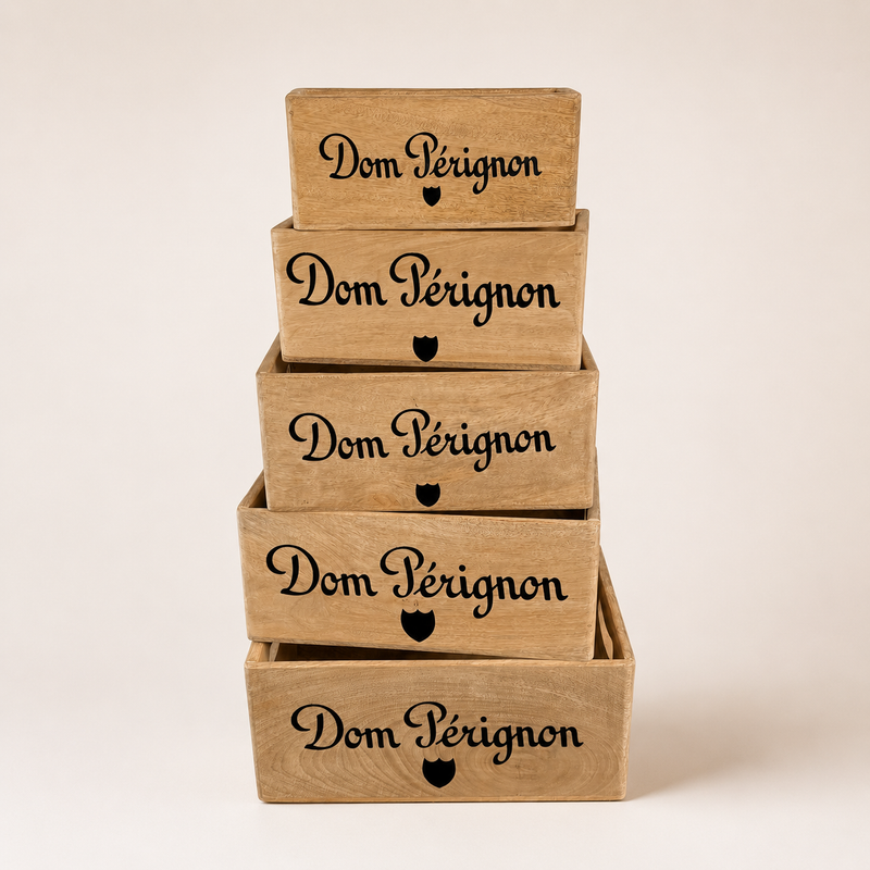 Dom Perignon Storage Wooden Champagne Crates Natural Finish