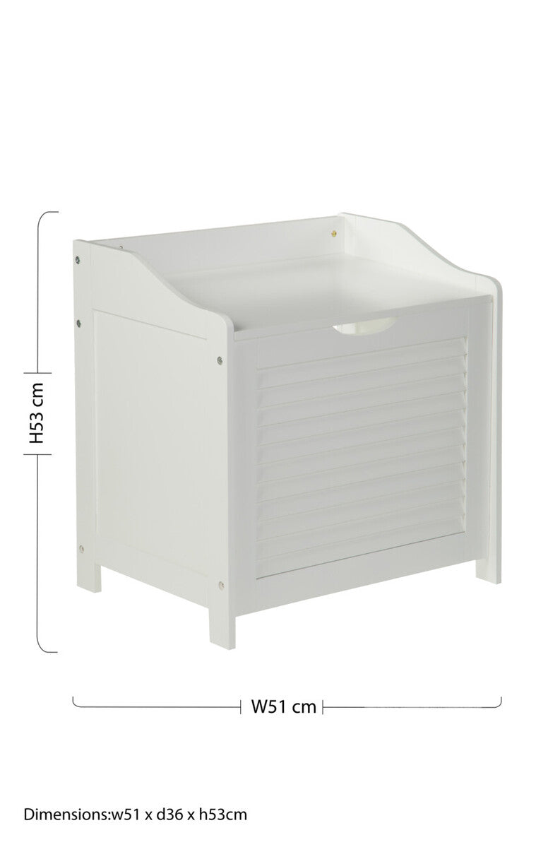 White Wood Laundry Storage Cabinet | Shutter