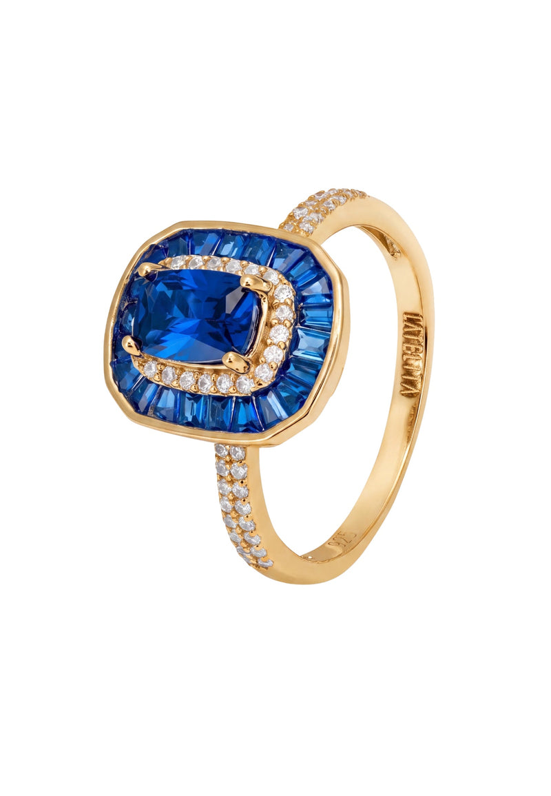 Great Gatsby Sapphire Cocktail Ring Gold