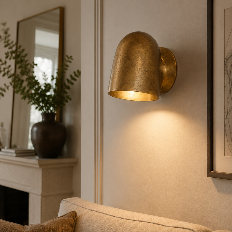 Hopton - Anitque Brass Mast Down Wall Light