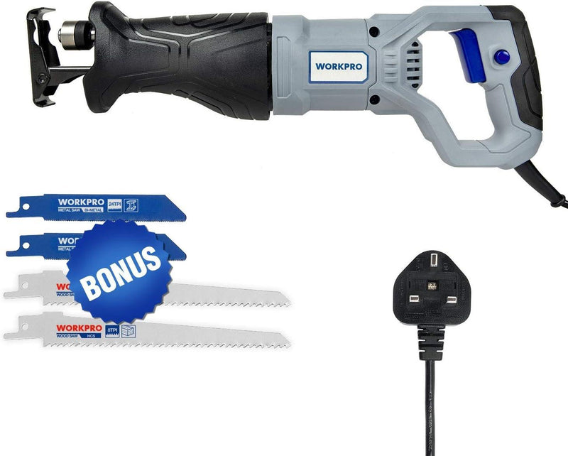 Reciprocating Saw 710W Corded 2800 RPM 4 Blades Wood Metal Cutting WORKPRO