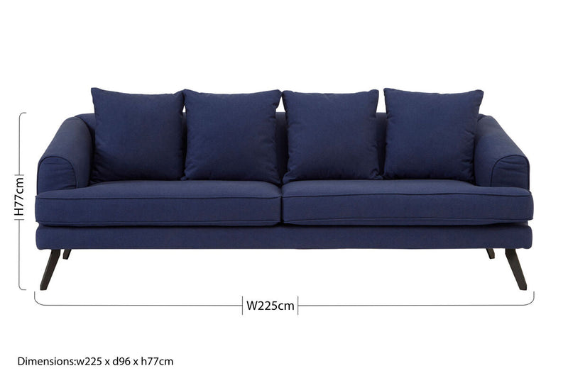 3 Seater Navy Fabric Sofa | Mylo